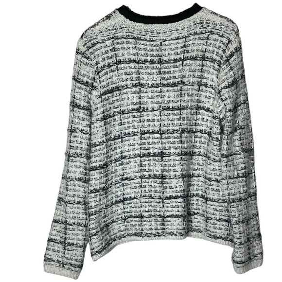 Anthropologie Sioni Nubby Knit Black White Gray Cardigan XL - Picture 2 of 12